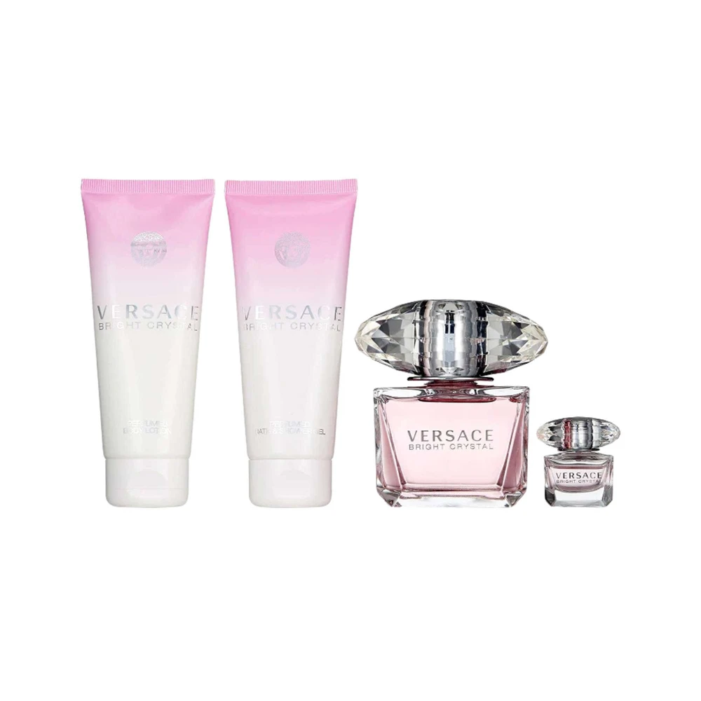 Kvepalų rinkinys moterims Versace Bright Crystal (EDT, 90 ml + EDT, 5 ml + kūno losjonas, 100 ml + dušo želė, 100 ml)