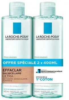 La Roche-Posay „Effaclar“ (valomojo micelinio vandens) rinkinys 2 x 400 ml