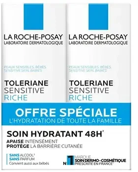 La Roche-Posay Sensitive Riche Moisturizing Care Face Kreminis Set 2 x 40 ml