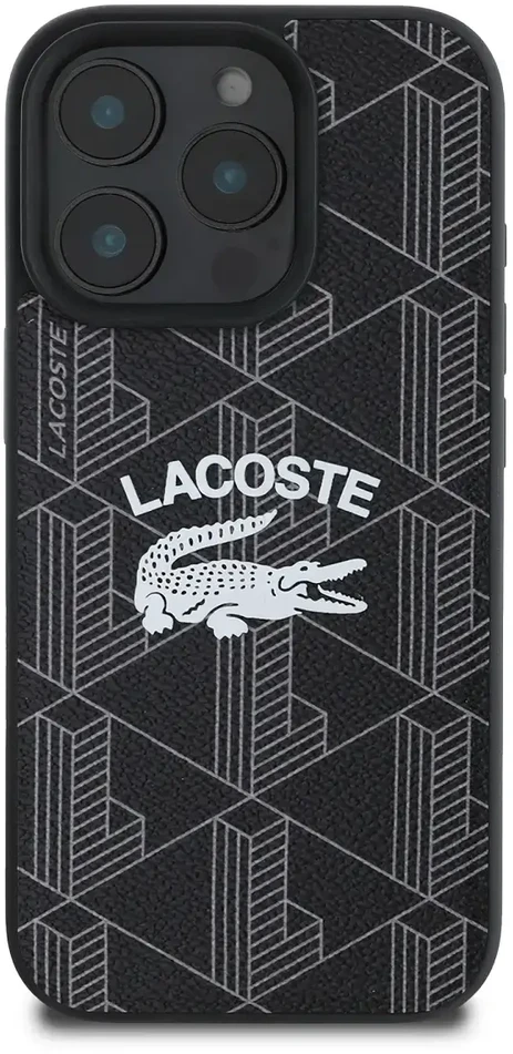 Lacoste Blend Monogram MagSafe dėklas skirtas Apple iPhone 16 Pro juodos spalvos