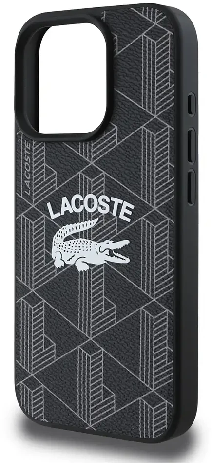 Lacoste Blend Monogram MagSafe dėklas skirtas Apple iPhone 16 Pro juodos spalvos