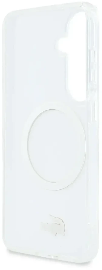 Lacoste matinio apdailos auksinis logotipo telefono dėklas su „MagSafe“ palaikymu, skirtas „Samsung Galaxy S26“ (S942) baltas