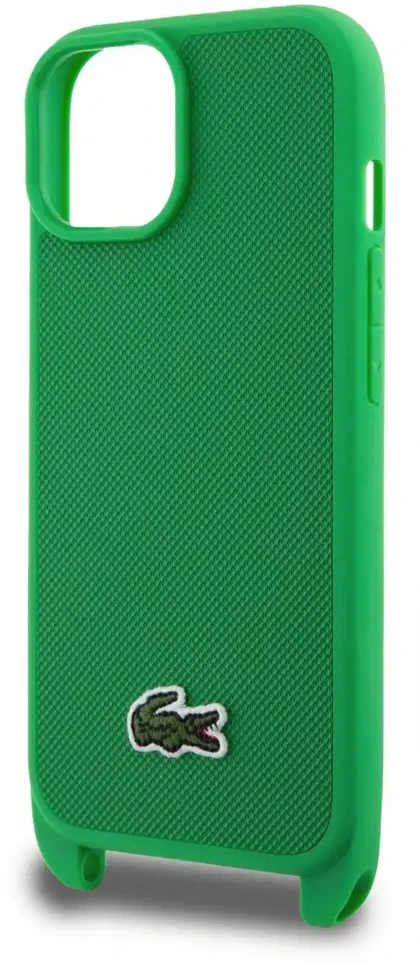 Lacoste Iconic Petit Pique Crossbody Strap Woven Logo dėklas skirtas Apple iPhone 15 žalios spalvos