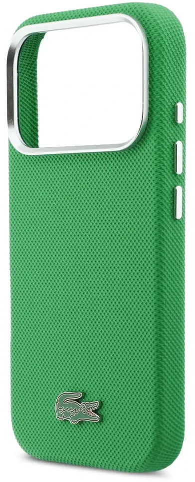 Lacoste Iconic Petit Pique Metal Logo MagSafe dėklas skirtas Apple iPhone 17 Pro žalios spalvos