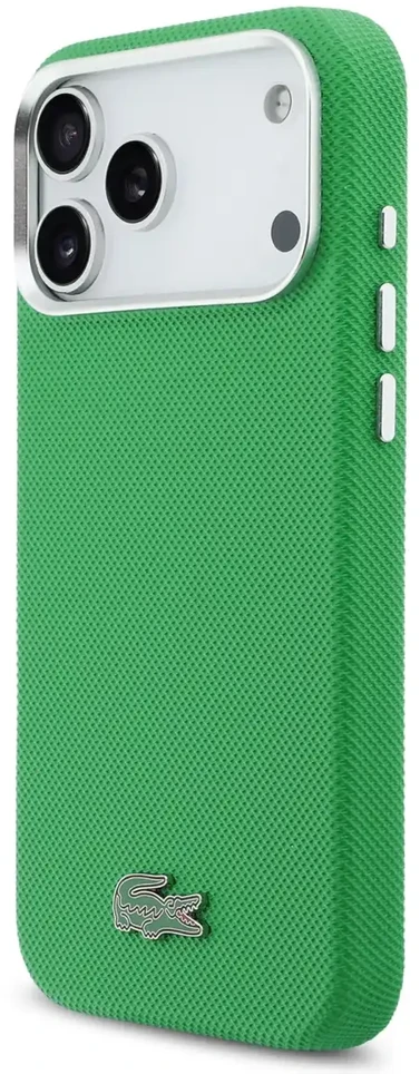 Lacoste Iconic Petit Pique Metal Logo MagSafe dėklas skirtas Apple iPhone 17 Pro Max žalios spalvos