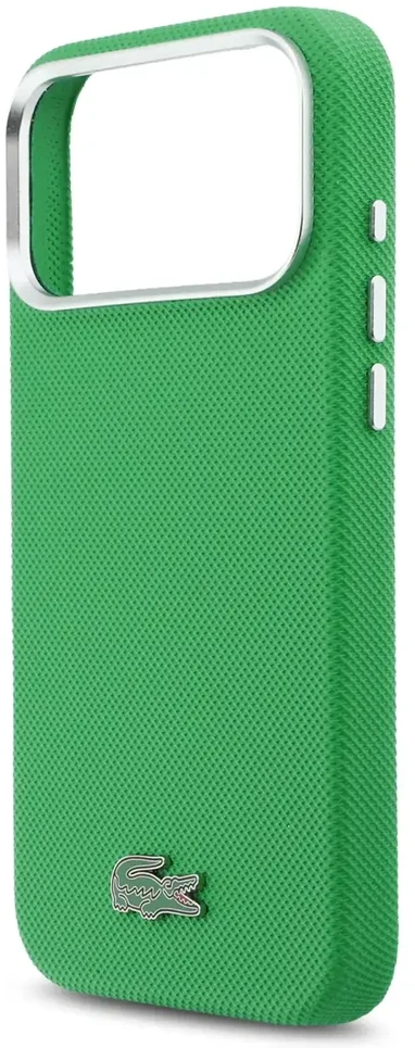 Lacoste Iconic Petit Pique Metal Logo MagSafe dėklas skirtas Apple iPhone 17 Pro Max žalios spalvos