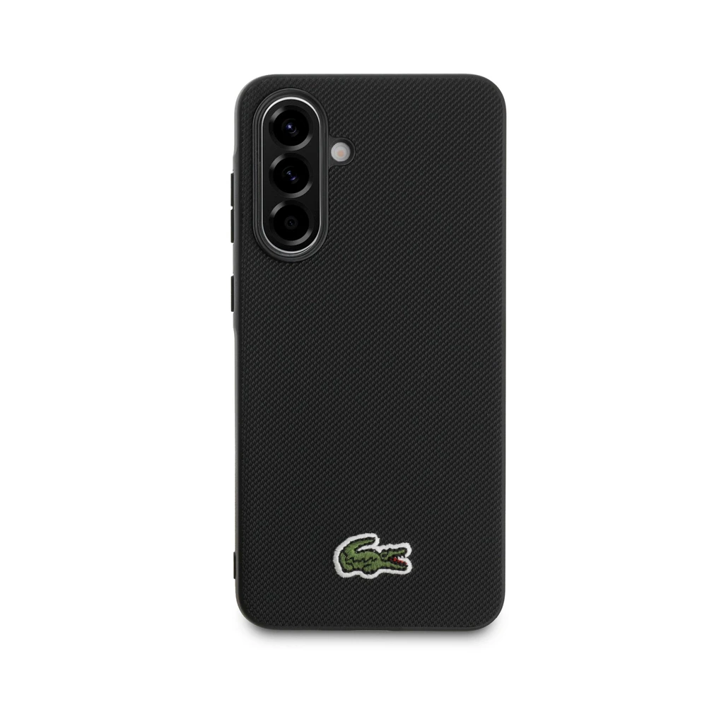 Lacoste Iconic Petit Pique Woven Logo MagSafe dėklas skirtas Samsung Galaxy A56 juodos spalvos