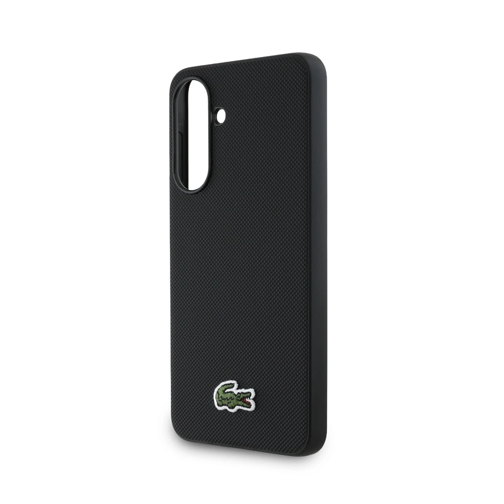 Lacoste Iconic Petit Pique Woven Logo MagSafe dėklas skirtas Samsung Galaxy A56 juodos spalvos
