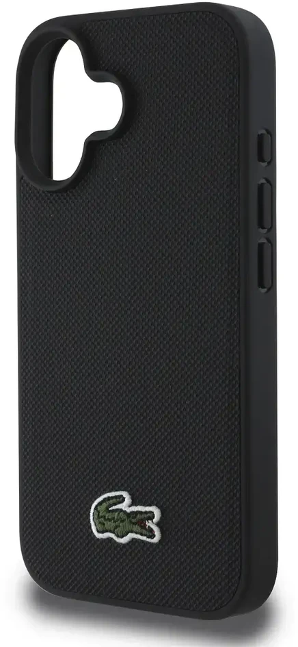 Lacoste Iconic Petit Pique Woven Logo MagSafe Apple iPhone 16 Plus dėklas telefonui juodos spalvos