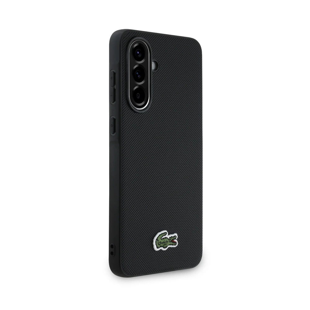 Lacoste Iconic Petit Pique Woven Logo MagSafe dėklas skirtas Samsung Galaxy A56 juodos spalvos