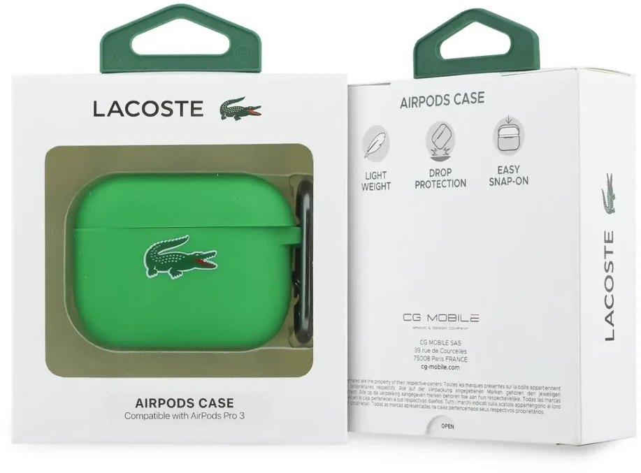 Dėklas Lacoste Liquid Silicone Croc Logo Case for AirPods Pro 3 Žalias