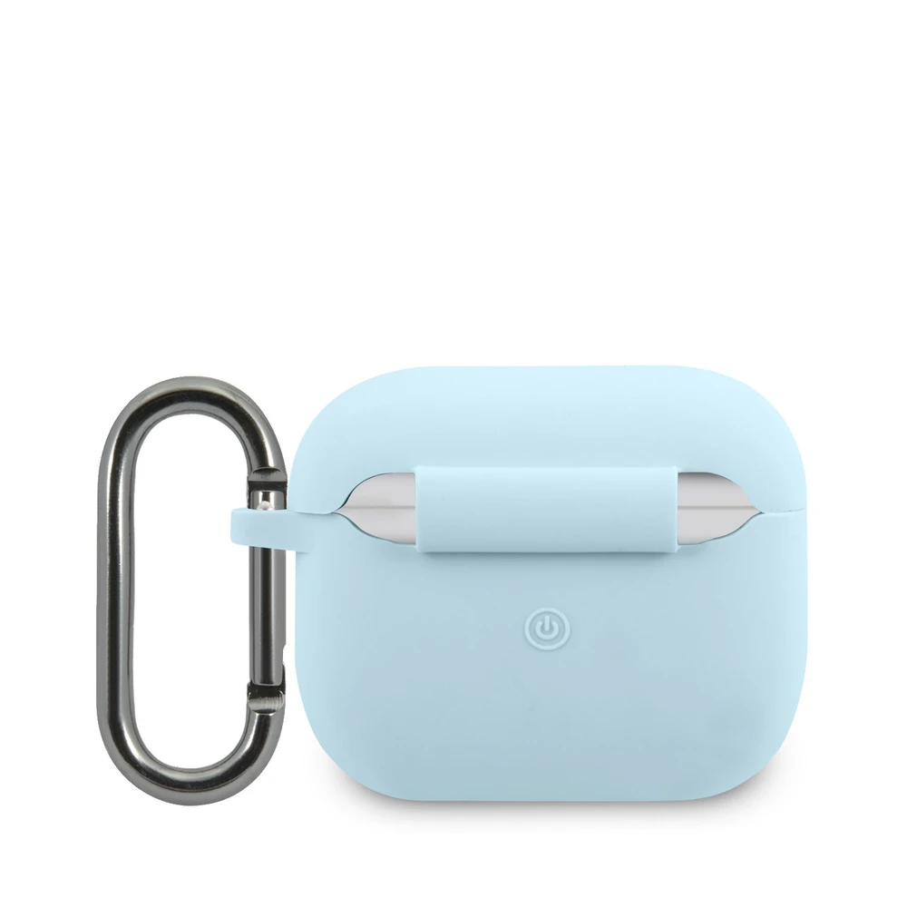 Lacoste Liquid Silicone Glossy Printing Logo dėklas skirtas Apple AirPods 3 mėlynos spalvos