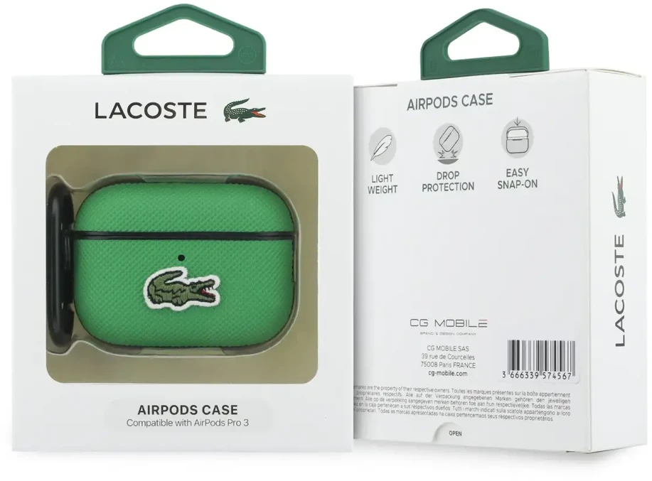 Lacoste Petit Pique Croc Logo Patch dėklas AirPods Pro 3 ausinėms Žalias
