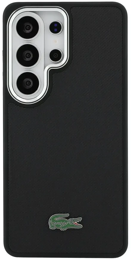 Lacoste Petit Pique metalinis logotipo telefono dėklas su „MagSafe“ palaikymu, skirtas „Samsung Galaxy S26 Ultra“ (S948) juodas