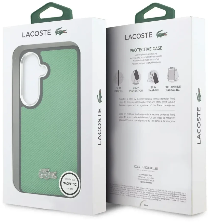 Dėklas Lacoste Petit Pique Metal Logo phone case for Samsung Galaxy S26 (S942) žalias