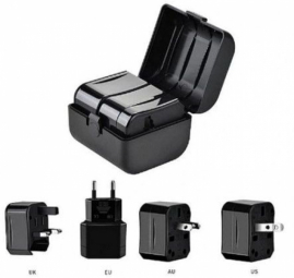 CP TR1 Ceļojumu Strāvas ligzdas 3in1 Multi adapteris UK 3-pin - Euro 2pin - US (USA) - Āzijas + Uzglabāšanas kaste