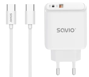 Savio Įkroviklis jungiama į tinklą LA-10 30W Quick Charge Power Delivery 3.0 Balta + Kabelis