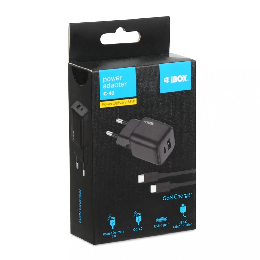 iBOX C-42 GaN PD33W Sieninis pakrovėjas, Juodas