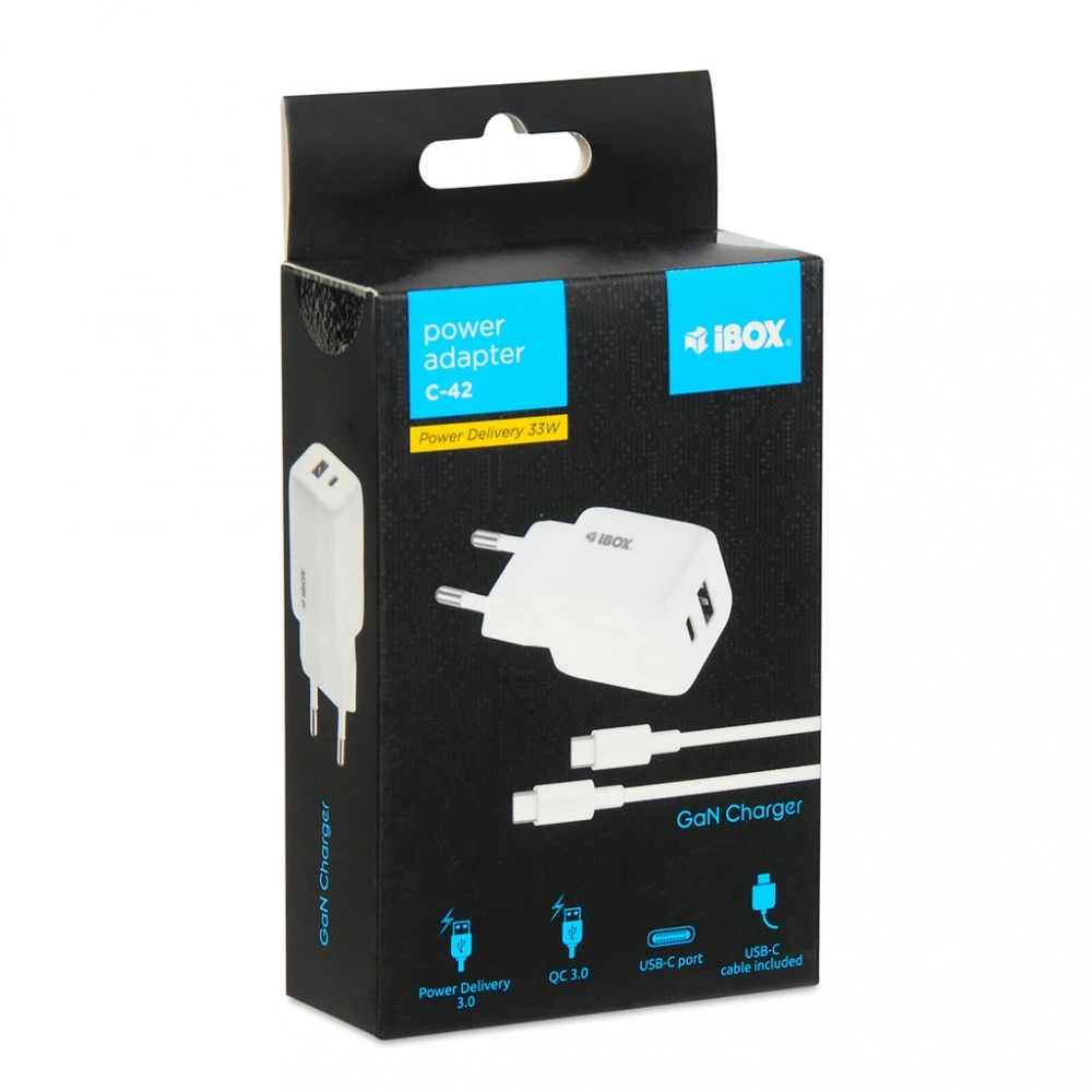 iBOX C-42 GaN PD33W Sieninis pakrovėjas, Baltas