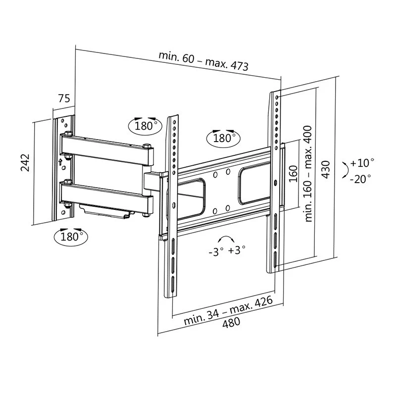 LOGILINK BP0014 LOGILINK - televizoriaus sieninis laikiklis, 32-55, maks. 50 kg