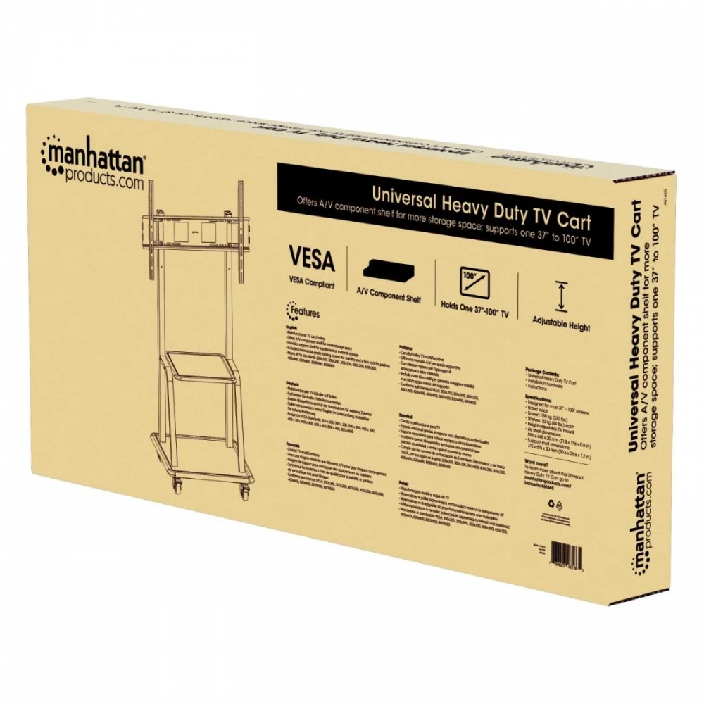 Laikiklis Manhattan 461665 grindų stovas plokštiesiems ekranams 2,54 m (100") Portable flat panel floor stand Juoda