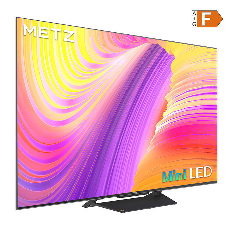 Televizorius Metz 65", UHD, Google TV, Juodas, miniLED 120Hz, DV IQ, 550/1000nits, DA, AV1, 2x15W, Energy F, BT5.1 WiFi5G, 3 HDMI 2.1, 2xUSB, 24 months