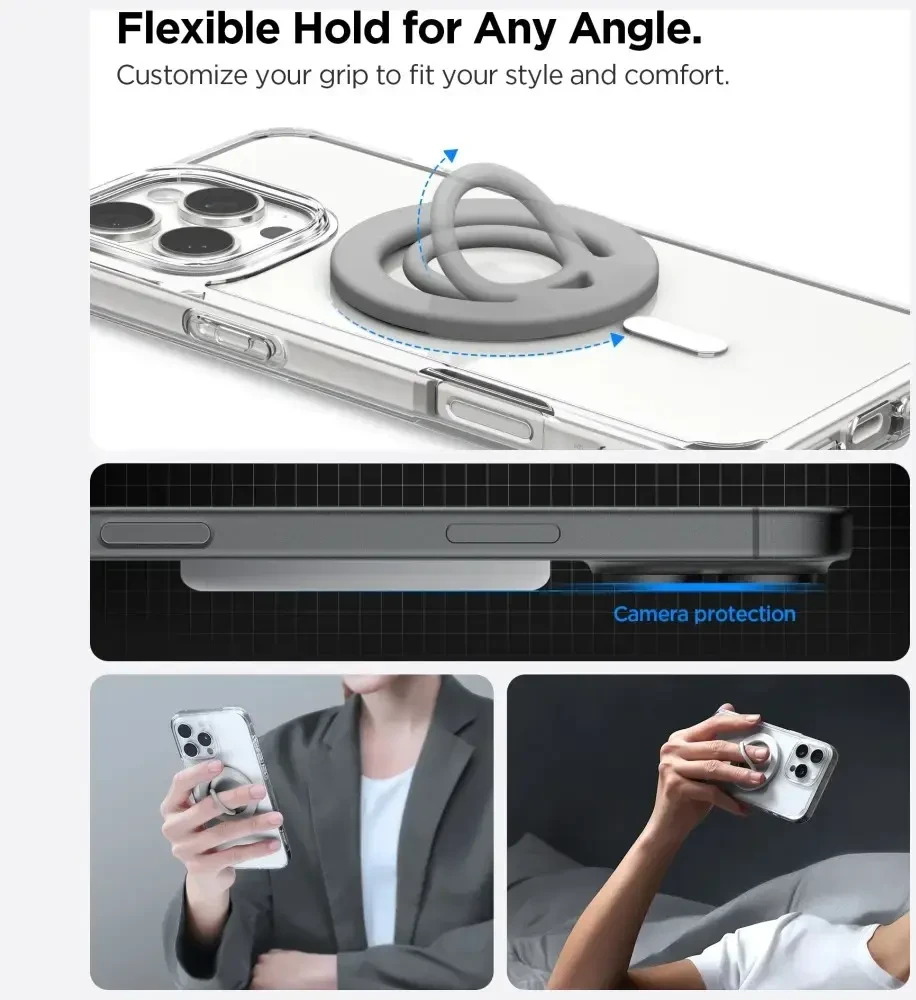 Spigen Dual Pop MagSafe Phone Holder (Slim), marble pilka
