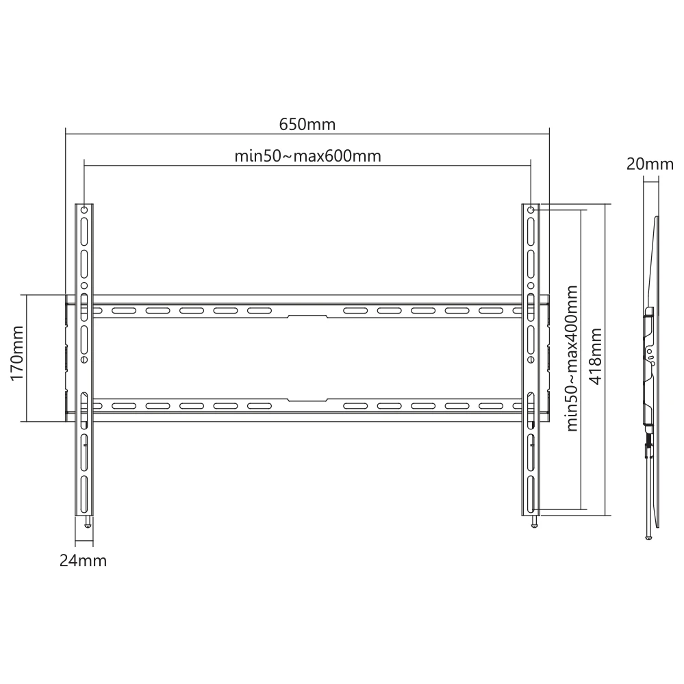 Laikiklis Sbox PLB-2264F-2 (37-80/45kg/600x400)