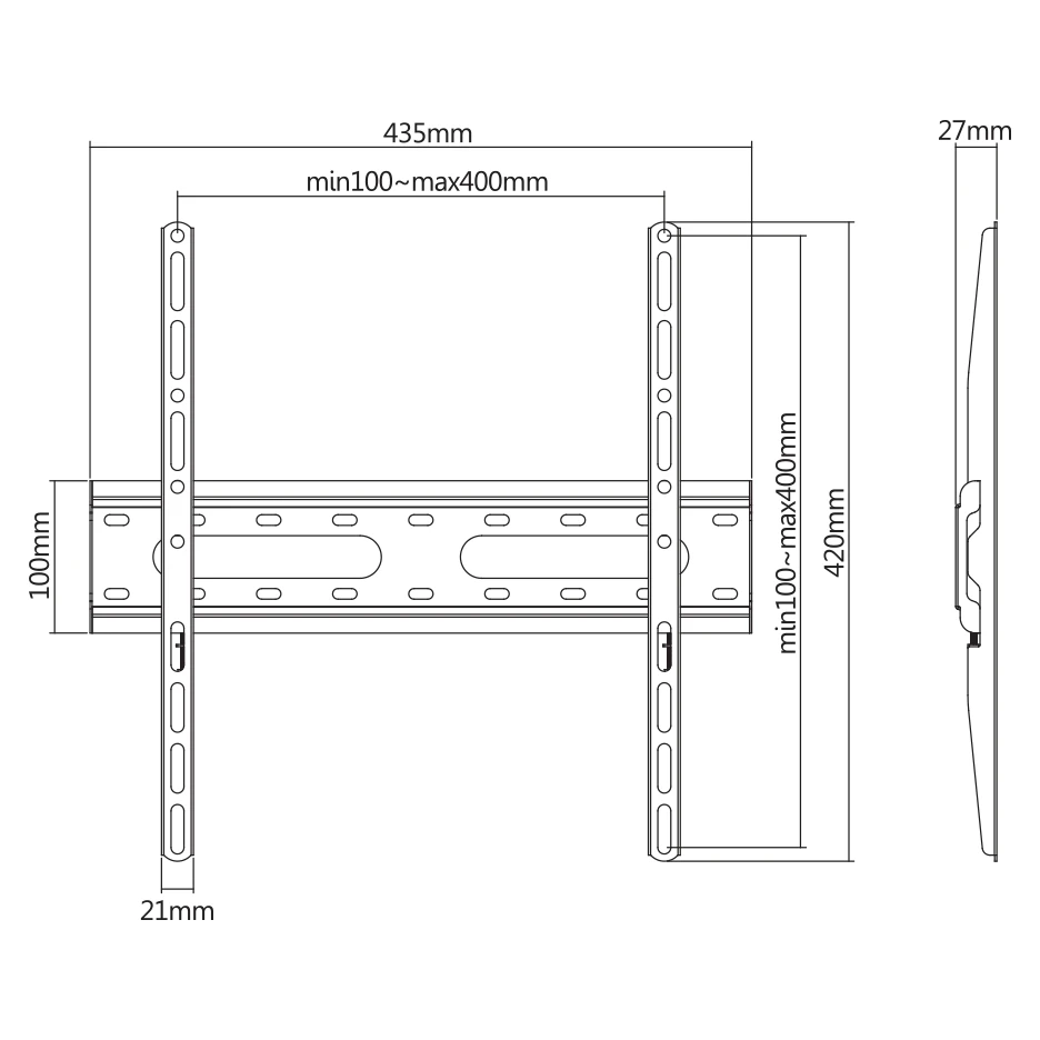 Laikiklis SBOX Wall Mount 32"-70", Juodas (PLB-2544F-2)