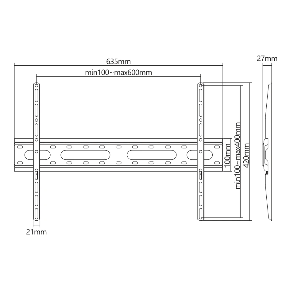 Laikiklis Sbox PLB-2546F-2 (37-80/45kg/600x400)