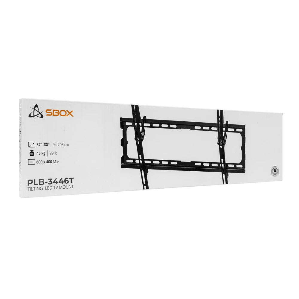 SBOX televizoriaus sieninis laikiklis, pakreipiamas, 32"-55" dydžio televizoriui, keliamoji galia 35 kg, juodas (PLB-3446T-2)