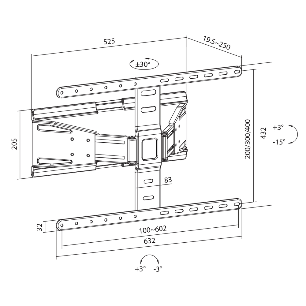 Laikiklis Sbox PLB-79464 (43-90/50kg/600x400)