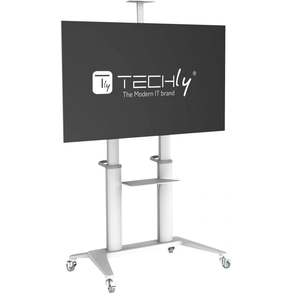 Techly TV laikiklis Mobilus TV laikiklis 70-120" iki 140kg reguliuojamas su 2 lentynomis