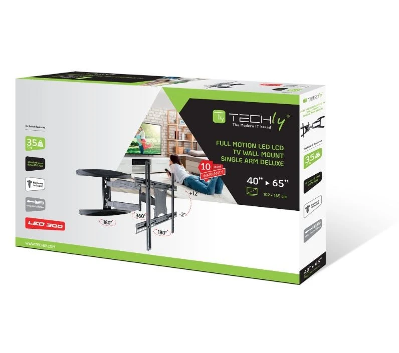 Techly Laikiklis ścienny LCD TV LED 40''-65'' FullMotion juoda