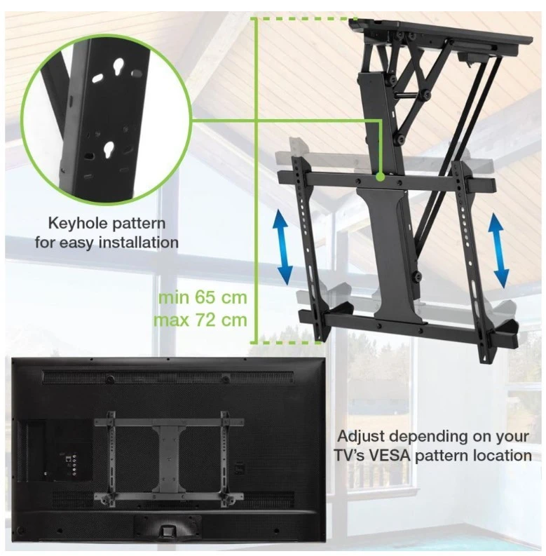 Techly TV laikiklis Sieninis laikiklis televizoriui 32-75" LED/LCD, 50 kg, elektrinis, su nuotolinio valdymo pulteliu