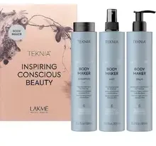 „Lakme Tkn“ kūno priežiūros priemonė mažmeninei pakuotei: šampūnas, 300 ml + balzamas, 300 ml + purškiklis, 300 ml