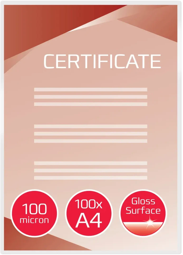 Laminavimo vokeliai GBC A4, 100 μm, skaidrūs, 100 vnt.