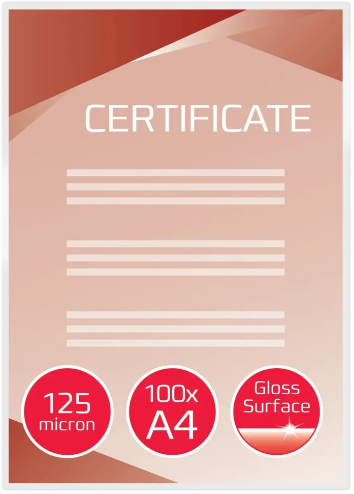 GBC Laminavimo vokeliai 216x303 mm, 125 mikronai, A4 (100 vnt.)
