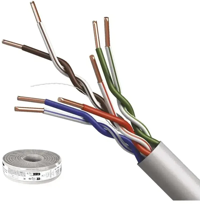 Kabelis UTP CAT5e 4x2x0.5mm, viengyslis, CCA, Eca EMOS (parduodama 100m ritėmis)