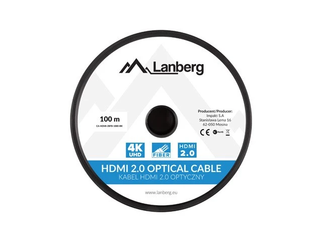 LANBERG HDMI v2.0 M/M laidas 100m optinis AOC juodas