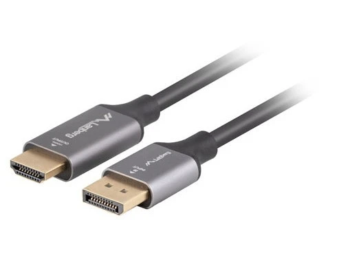 KABELIS DISPLAYPORT(M) ->HDMI(M) 1.8M 4K JUODA-Sidabrinis LANBERG