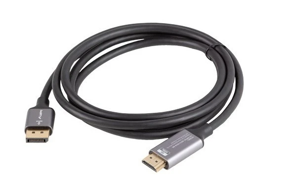 KABELIS DISPLAYPORT(M) ->HDMI(M) 1.8M 4K JUODA-Sidabrinis LANBERG