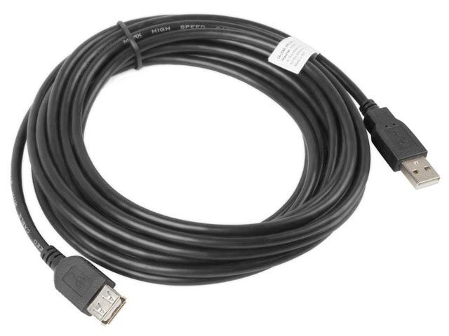 LANBERG CA-USBE-10CC-0050-BK extension cable USB 2.0 AM-AF 5m juodas