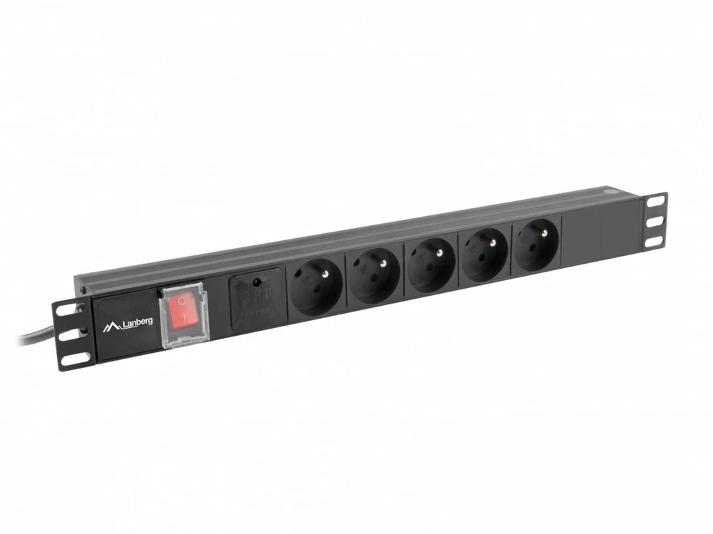 Lanberg stovo maitinimo juosta PDU 19" 1U 10A 5x PL 2m juoda C14