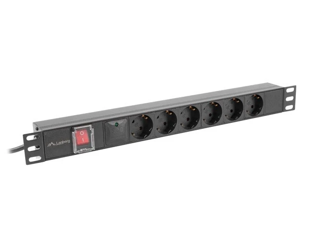 Lanberg stovo maitinimo juosta PDU 19" 1U 16A 5x Schuko 2m juoda