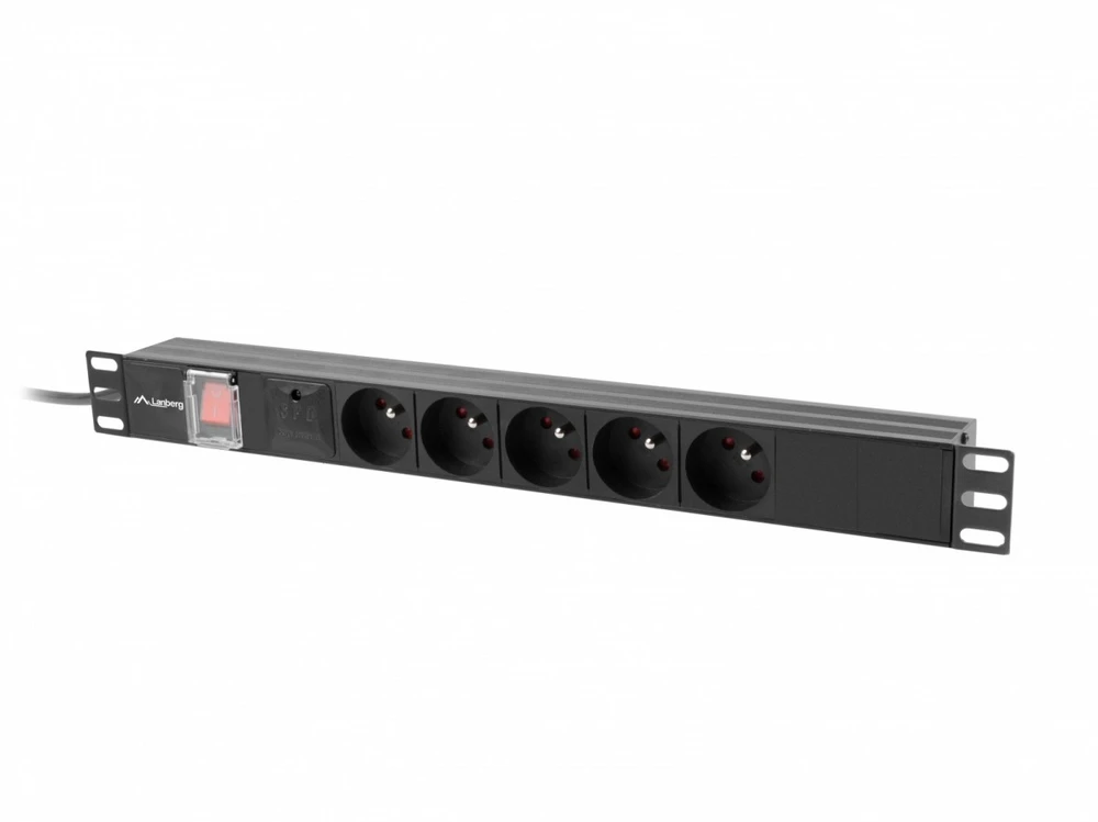 Lanberg stovo maitinimo juosta PDU 19" 1U 10A 5x PL 2m juoda C14