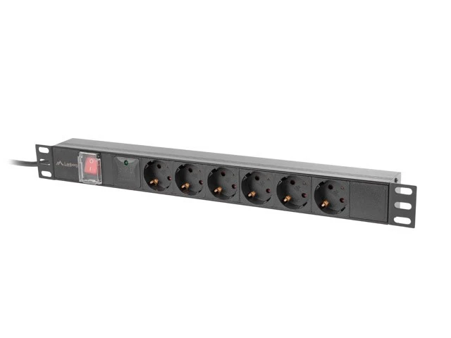 Lanberg stovo maitinimo juosta PDU 19" 1U 16A 6x Schuko 2m juoda