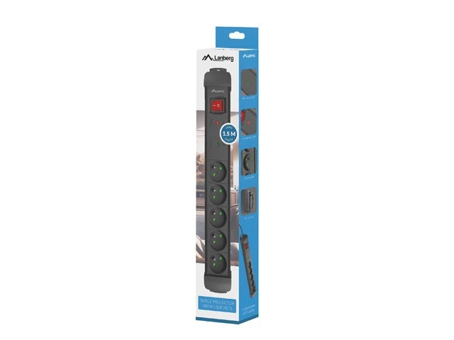 Lanberg maitinimo juosta SP1 1.5m 5x PL juoda