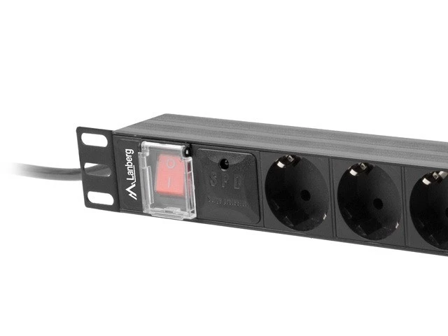 LANBERG PDU 19inch 1U 16A 8x Shuko 2m juodas
