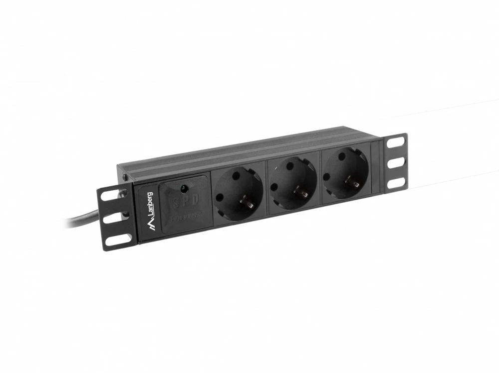 LANBERG PDU-03F-0200-IEC-BK PDU 10 1U 10A 3x 230v Schucko 2m Juodas